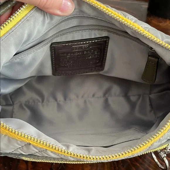 Coach Quilted Gray and Yellow Shoulder Bag - Picture 4 of 5